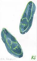 © Kate Schelter LLC 2023 | Belgian shoes navy w green piping by Kate Schelter