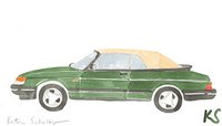 © Kate Schelter LLC 2024 | SAAB 900 TURBO HUNTER GREEN TAN CONVERTIBLE by Kate Schelter
