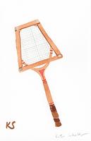 © Kate Schelter LLC 2023 | Wood tennis racket frame red by Kate Schelter