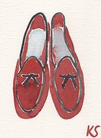 © Kate Schelter LLC 2024 | BELGIAN SHOES RED BLACK PIPING by Kate Schelter